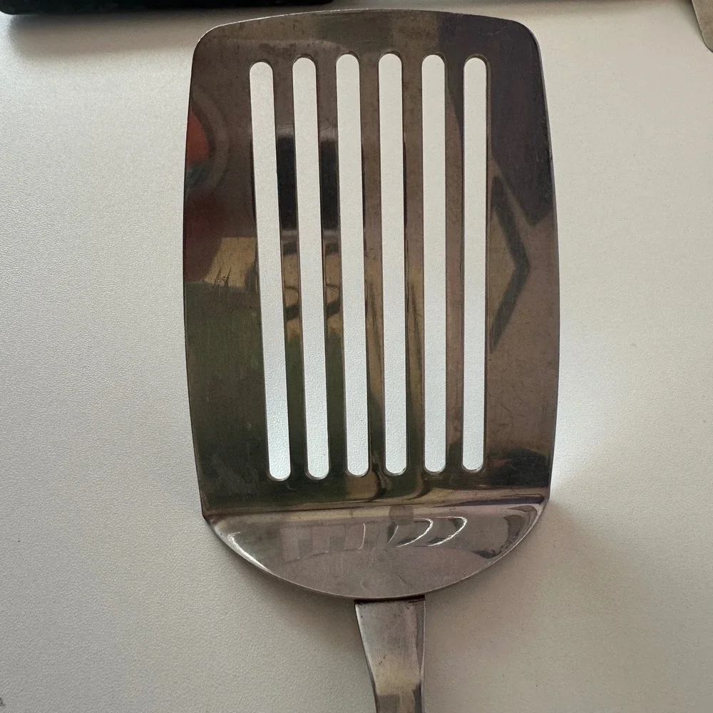Ekco Vintage Metal Slotted Stainless Steel Kitchen Spatula Plastic Handle